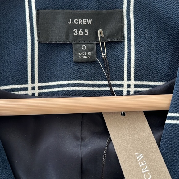NWT J.CREW 365 French Girl Windowpane Vest Blazer size 0 Navy Blue Checkered - Picture 9 of 10